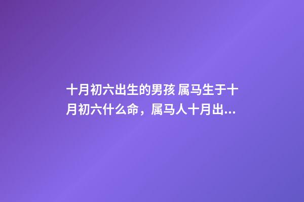 十月初六出生的男孩 属马生于十月初六什么命，属马人十月出生好吗-第1张-观点-玄机派